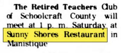 Sunny Shores Restaurant (Straslers Sunny Shores Restaurant) - May 1977 Article (newer photo)